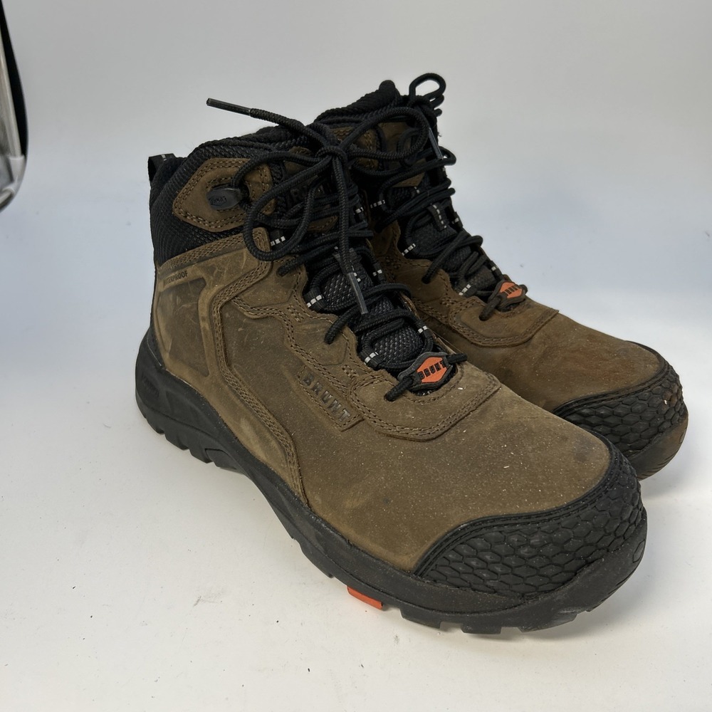 Brunt Hawthorne 6" Soft Toe Safety Work Boots Brown Black Leather Mens Size 9M